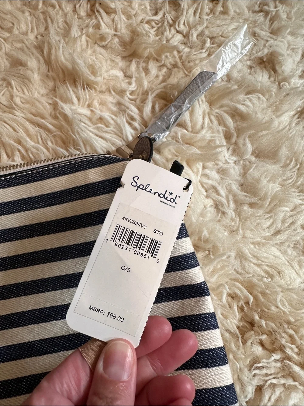 NWT Anthropologie Splendid Navy and White Striped Canvas clutch and wristlet